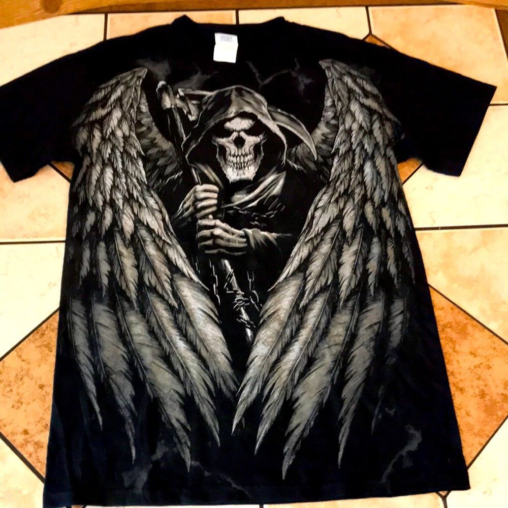 gildan grim reaper black tshirt size small